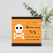 Halloween Party Invitations Square Pirate Skull Kaart (Staand voorkant)