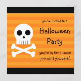 Halloween Party Invitations Square Pirate Skull Kaart