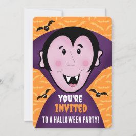 Halloween Party Invite Dracula Vampier Kinder Scha Kaart