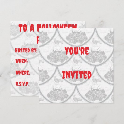 Halloween Party Invite in Skull and Cow Kaart (Voorkant / Achterkant)