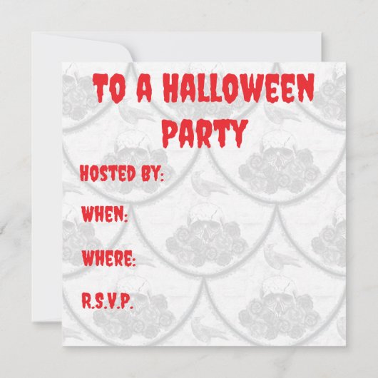 Halloween Party Invite in Skull and Cow Kaart (Achterkant)
