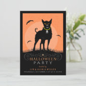 Halloween Party Invite - Scary Dog under the Moon Kaart (Staand voorkant)