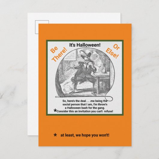 Halloween Party Invite/Scary Skeleton in Suit Post Briefkaart (Voorkant / Achterkant)