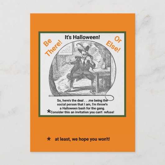 Halloween Party Invite/Scary Skeleton in Suit Post Briefkaart (Voorkant)