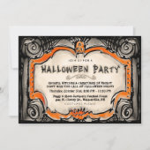 Halloween Party Invite - Zwarte & Oranje grens Kaart (Voorkant)