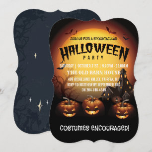 Halloween Party Jack O lantaarns en vleermuizen Kaart