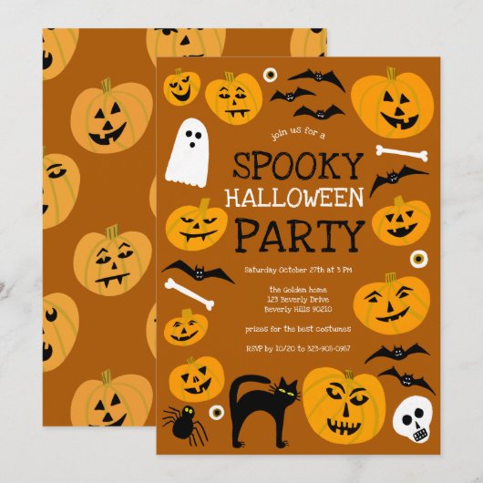 HALLOWEEN PARTY Jack-o-lantaarns Schattige Custom Kaart (Voorkant / Achterkant)