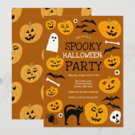 HALLOWEEN PARTY Jack-o-lantaarns Schattige Custom Kaart