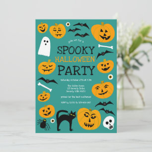 HALLOWEEN PARTY Jack-o-lantaarns Schattige Custom Kaart