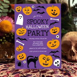 HALLOWEEN PARTY Jack-o-lantaarns Schattige Custom Kaart