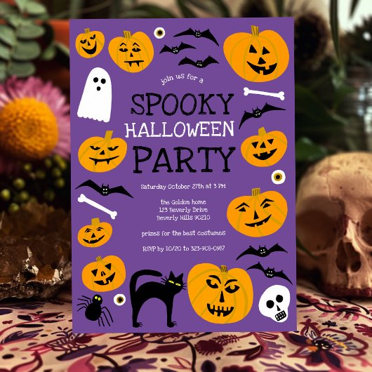 HALLOWEEN PARTY Jack-o-lantaarns Schattige Custom Kaart