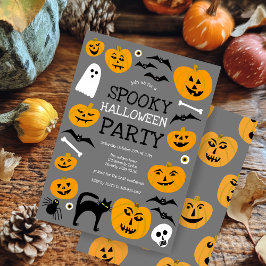 HALLOWEEN PARTY Jack-o-lantaarns Schattige Custom Kaart