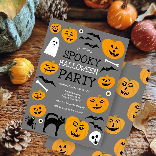 HALLOWEEN PARTY Jack-o-lantaarns Schattige Custom Kaart