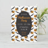 Halloween Party Jack O Lantern Bat Black Sinaasapp Kaart (Staand voorkant)
