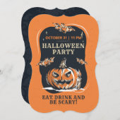 Halloween Party Jack O Lantern en Bats Kaart (Voorkant / Achterkant)