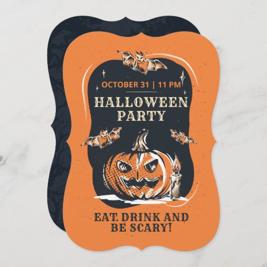 Halloween Party Jack O Lantern en Bats Kaart (Voorkant / Achterkant)