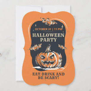 Halloween Party Jack O Lantern en Bats Kaart