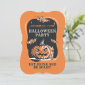 Halloween Party Jack O Lantern en Bats Kaart (Staand voorkant)