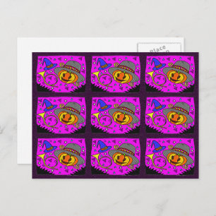 Halloween Party, Jack o' Lantern en Bugle Pattern Uitnodiging Briefkaart