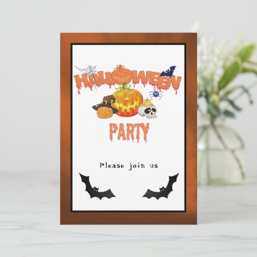 Halloween Party Jack-O-Lantern en meer uitnodiging (Staand voorkant)
