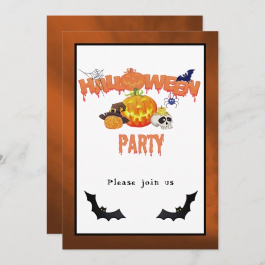 Halloween Party Jack-O-Lantern en meer uitnodiging (Voorkant / Achterkant)