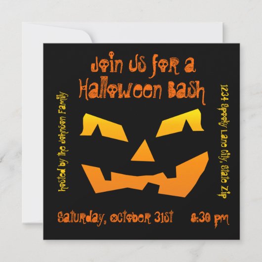 Halloween Party Jack O Lantern Pumpkin Invitations Kaart (Voorkant)