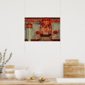 Halloween Party Jack O Lantern Pumpkin Leaves Poster (Keuken)