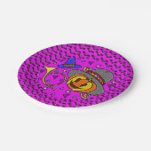 Halloween Party Jack O'Lantern Bugle Bats Paarse Papieren Bordje (Gekanteld)