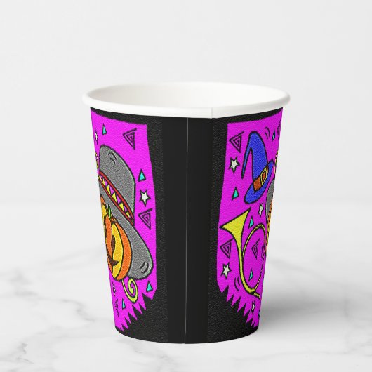 Halloween Party Jack O'Lantern Bugle Paarse Papieren Bekers (Rechts)