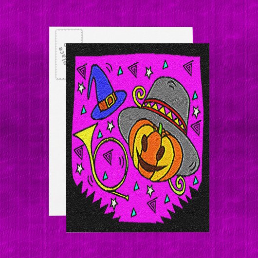 Halloween Party Jack O'Lantern Bugle Paarse Uitnodiging Briefkaart