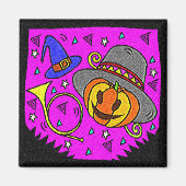 Halloween Party Jack O'Lantern en Bugle Paarse Magneet (Voorkant)