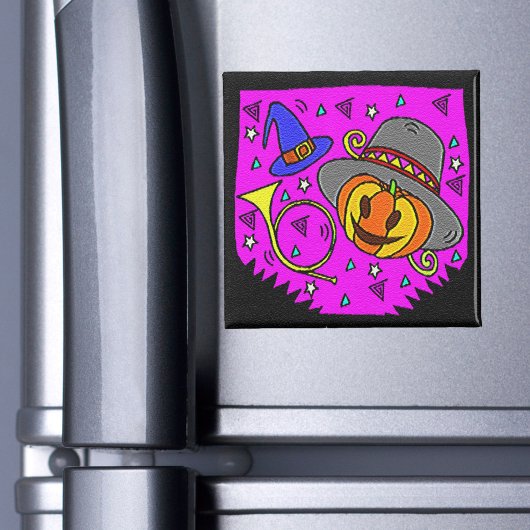Halloween Party Jack O'Lantern en Bugle Paarse Magneet