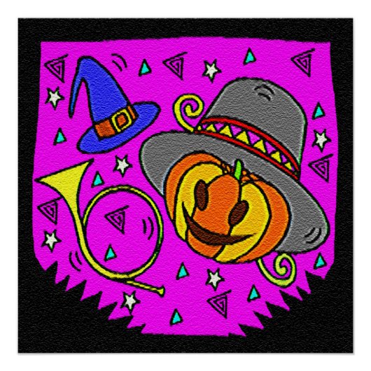 Halloween Party Jack O'Lantern en Bugle Paarse Perfect Poster (Voorkant)