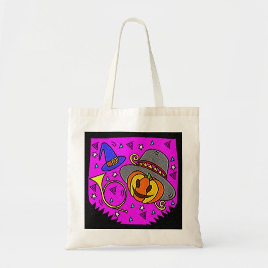 Halloween Party Jack O'Lantern en Bugle Paarse Tote Bag (Voorkant)