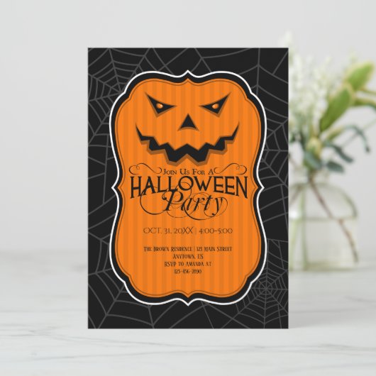 Halloween Party Jackolantern Uitnodiging (Staand voorkant)