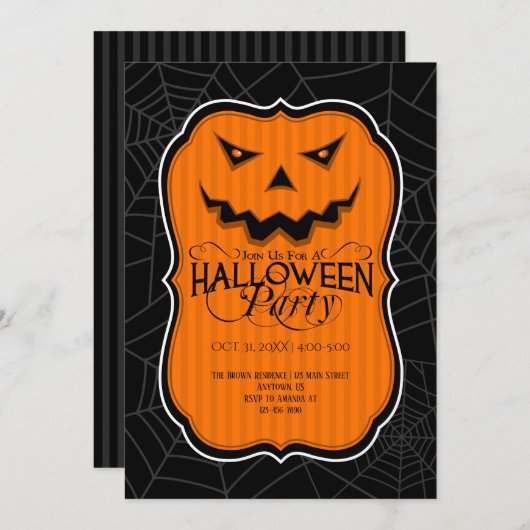 Halloween Party Jackolantern Uitnodiging (Voorkant / Achterkant)