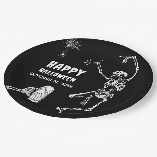 Halloween Party Jump Skelet Papieren Bordje (Gekanteld)