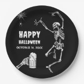 Halloween Party Jump Skelet Papieren Bordje (Voorkant)