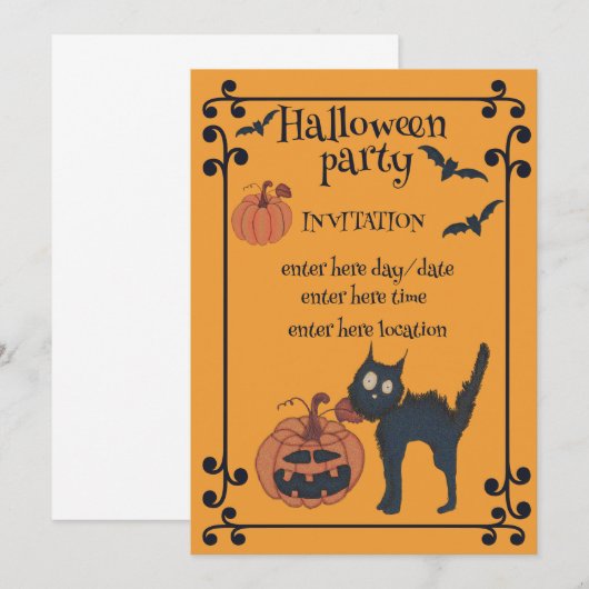 Halloween party kaart (Voorkant / Achterkant)