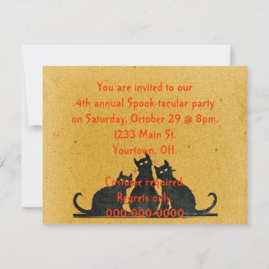 Halloween Party Kaart (Achterkant)