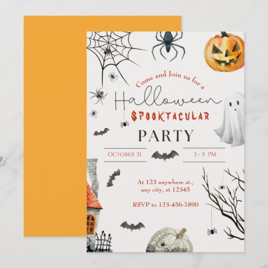 Halloween Party Kaart (Voorkant / Achterkant)