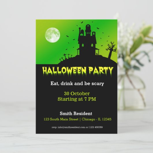 Halloween party kaart (Staand voorkant)