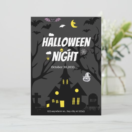 Halloween party kaart (Staand voorkant)