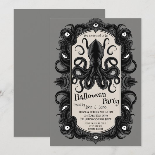 Halloween party kaart (Voorkant / Achterkant)