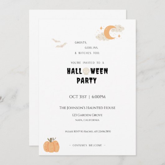 Halloween Party  Kaart (Voorkant / Achterkant)