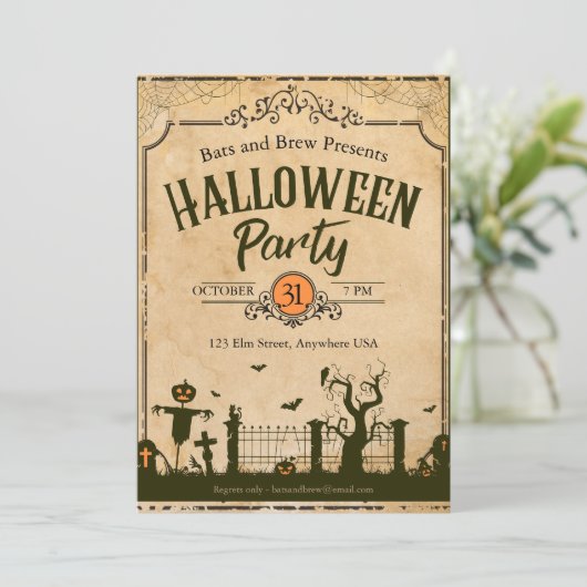 Halloween Party Kaart (Staand voorkant)