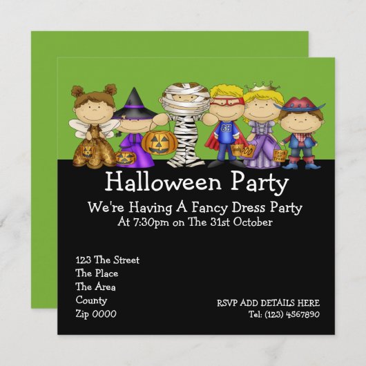 Halloween Party Kaart (Voorkant / Achterkant)