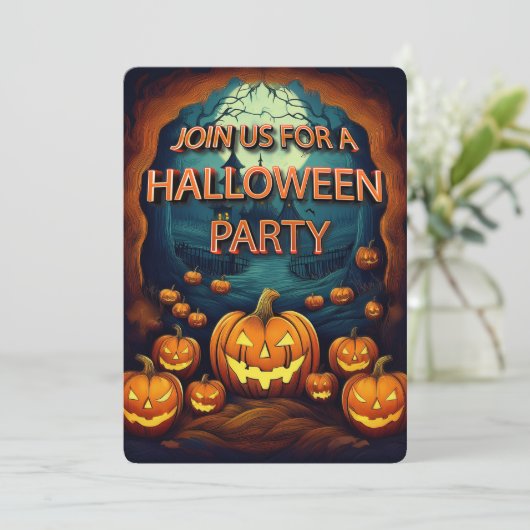 Halloween Party Kaart (Staand voorkant)