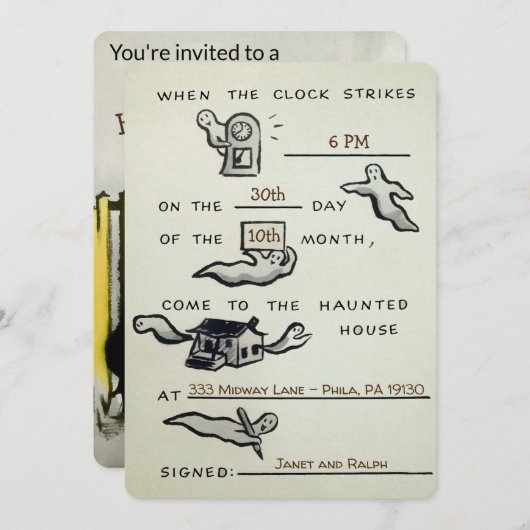   Halloween Party Kaart (Voorkant / Achterkant)