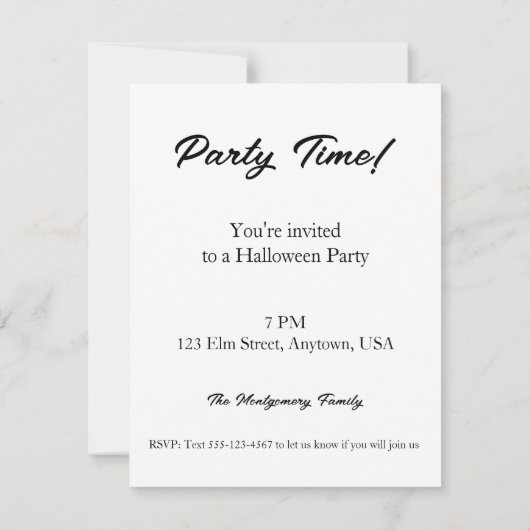 Halloween Party Kaart (Achterkant)